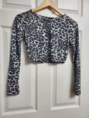 SWS Collection Grey Animal Print Cropped Top - Size S